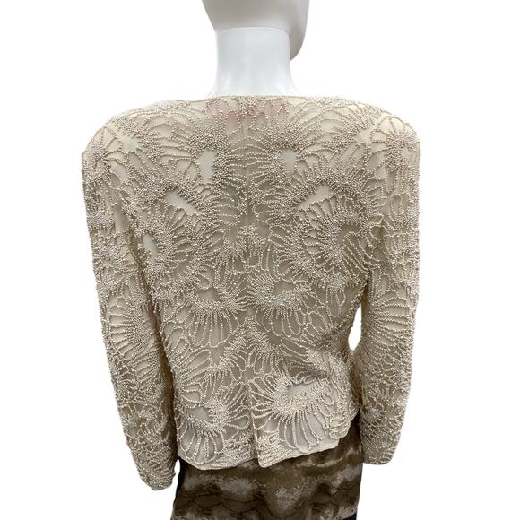VTG Emanuel Ungaro Paris Blazer Women’s SZ M Silk Heavily Beaded Flower Pattern - Picture 3 of 4